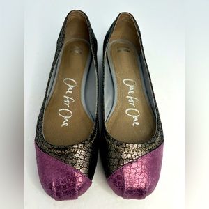 Tom’s One For One Ballet Flats Green/Gray/Purple Size 8/8.5
